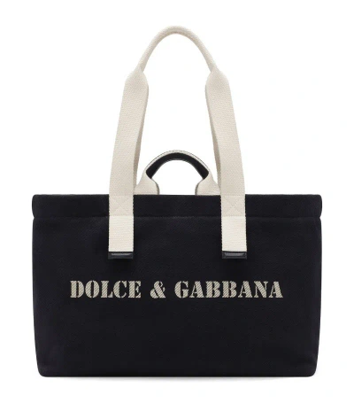 Dolce & Gabbana Large Logo Tote Bag In Black