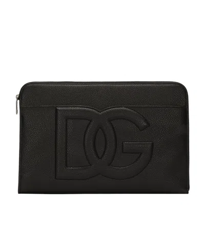 Dolce & Gabbana Dolce  Gabbana Large Loog Embossed Zipped Pouch In Black