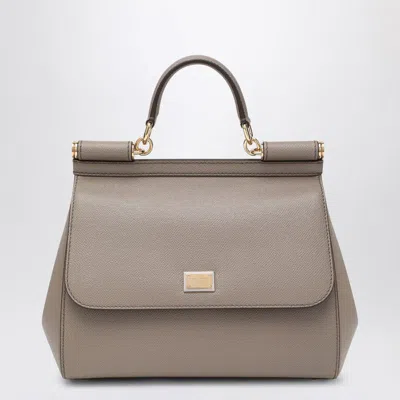 Dolce & Gabbana Large Mud Colour Sicily Hand Bag In Blue