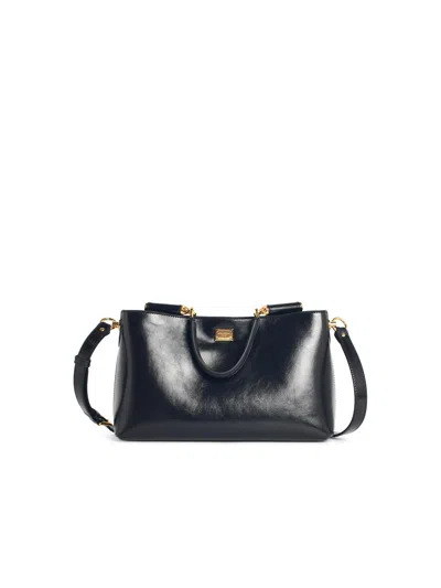 DOLCE & GABBANA DOLCE & GABBANA LARGE 'MY SICILY' BLACK LEATHER BAG WOMEN