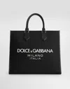 Dolce & Gabbana Large Rubberized Logo Top Handle Bag In Black