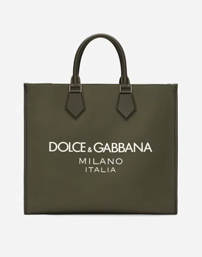 Dolce & Gabbana Large Logo-print Tote Bag In Green