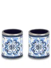 Dolce & Gabbana Large Porcelain Napkin Rings (set Of Two) In Blue