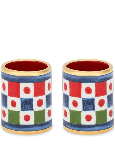 Dolce & Gabbana Large Porcelain Napkin Rings (set Of Two) In Red