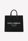 Dolce & Gabbana Large Rubberized Logo Top Handle Bag In Black