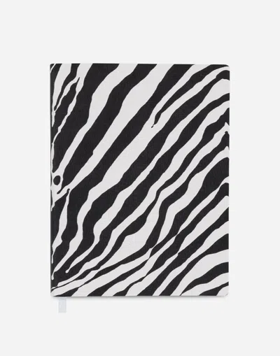 Dolce & Gabbana Large Ruled Notebook Leather Cover In Multicolor