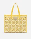 Dolce & Gabbana Yellow Majolica-print Canvas Large Tote Bag In Yellow