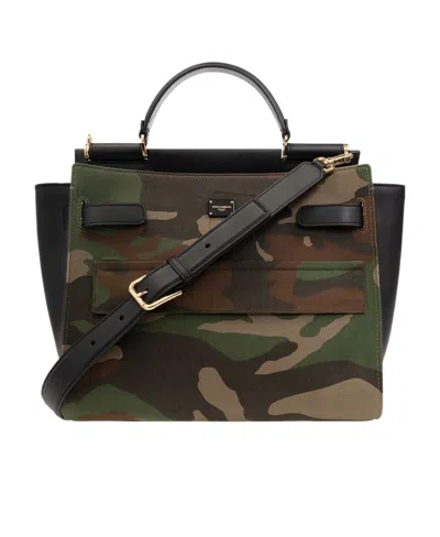 Dolce & Gabbana Large Sicily 62 Camouflage-print Tote In Black