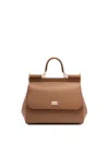 Dolce & Gabbana Medium Sicily Leather Top Handle Bag In Brown