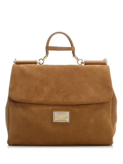 Dolce & Gabbana Large Sicily Handbag In Camel
