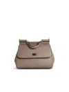 Dolce & Gabbana Large Sicily Handbag In Light Mud Calf Leather In Gray