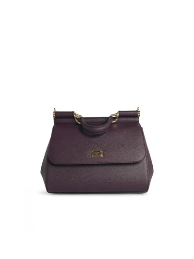 Dolce & Gabbana Large Sicily Handbag In Must-coloured Calf Leather In Brown