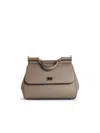 Dolce & Gabbana Large Sicily Handbag In Light Mud Calf Leather In Sand