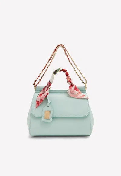 Dolce & Gabbana Medium Sicily Leather Bag In Blue