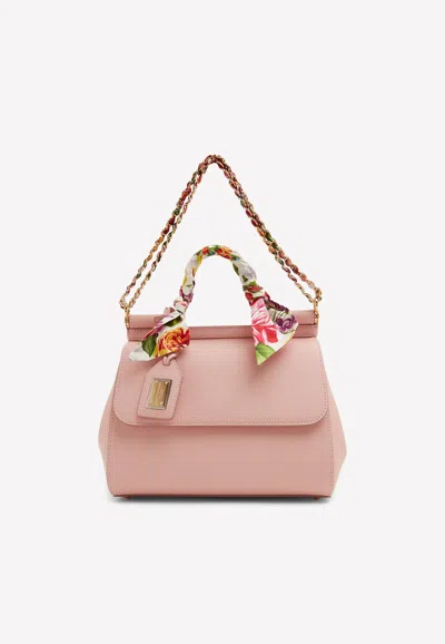 Dolce & Gabbana Medium Sicily Leather Bag In Pink