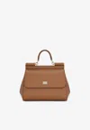 Dolce & Gabbana Medium Sicily Leather Top Handle Bag In Brown