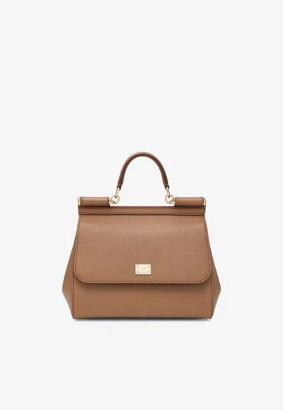 DOLCE & GABBANA LARGE SICILY LEATHER TOP HANDLE BAG