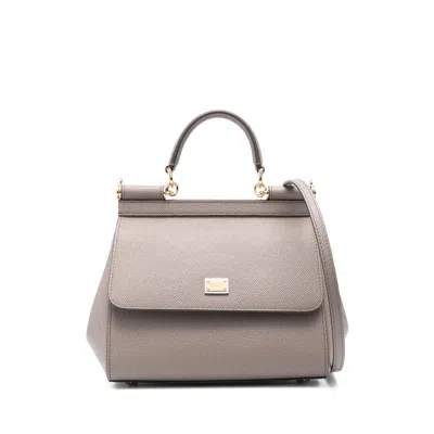 Dolce & Gabbana Leather Tote Bag In Neutral