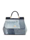 Dolce & Gabbana Medium Sicily Patchwork Denim Shoulder Bag In Blue