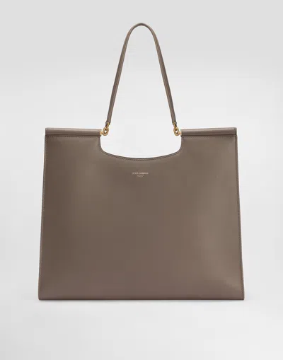 Dolce & Gabbana Large Sicily Shopper In Grey