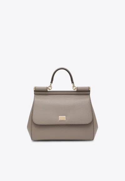 Dolce & Gabbana Large Sicily Top Handle Bag In Brown