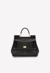 Dolce & Gabbana Large Sicily Top Handle Bag In Iguana-embossed Calfskin In Black