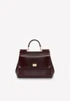 Dolce & Gabbana Large Sicily Top Handle Bag In Iguana-embossed Calfskin In Bordeaux