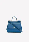 Dolce & Gabbana Medium Sicily Top Handle Bag In Dauphine Leather In Blue