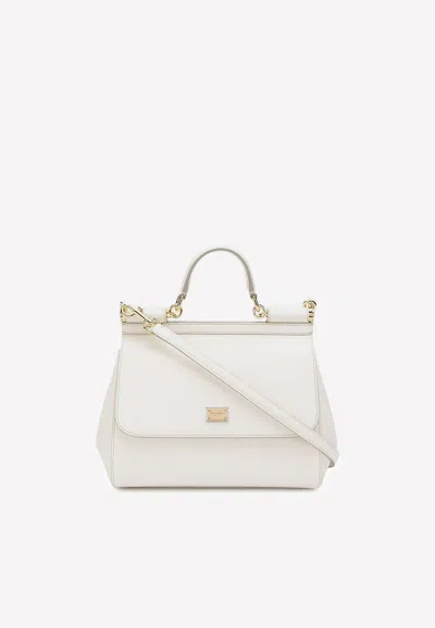 Dolce & Gabbana Top Handle Bag In Leather In White