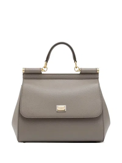 Dolce & Gabbana Large Sicily Top-handle Leather Tote Bag In Gray