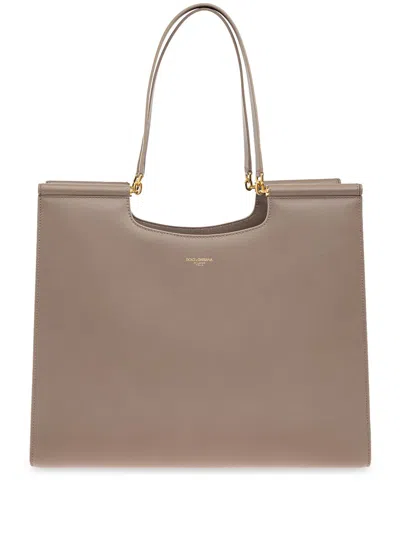 Dolce & Gabbana Large Sicily Tote Bag In Grey