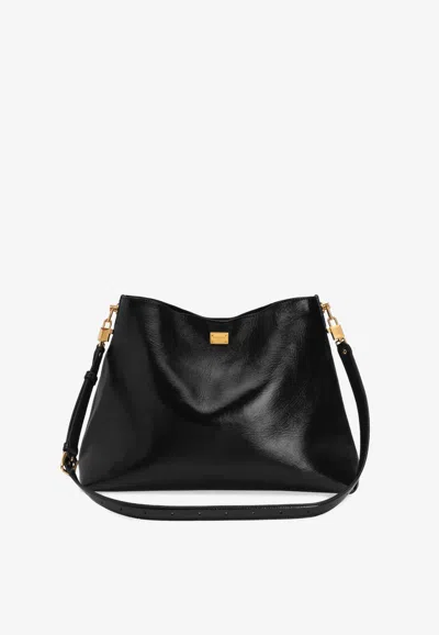 Dolce & Gabbana Large Vittoria Calfskin Shoulder Bag In Black