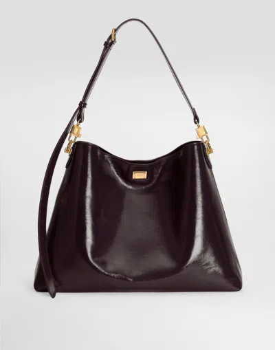 Dolce & Gabbana Large Vittoria Calfskin Shoulder Bag In Brown