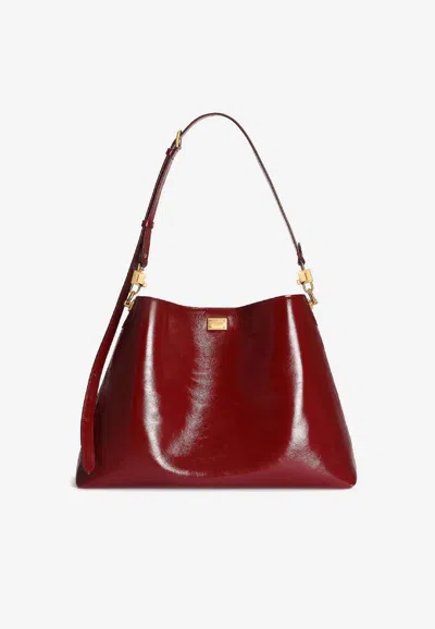 Dolce & Gabbana Large Vittoria Calfskin Shoulder Bag In Purple