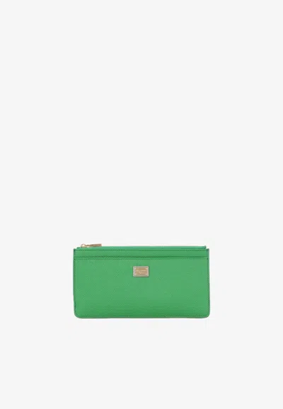 Dolce & Gabbana Large Zipped Leather Cardholder In Green