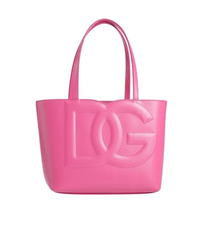 Dolce & Gabbana Largesize Leather Handbag In Pink