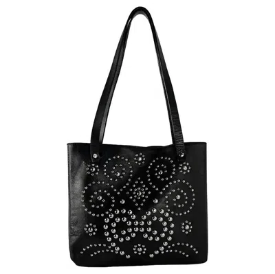 Pre-owned Dolce & Gabbana Late 1990s  Black Leather Studded Small Shoulder Tote Bag