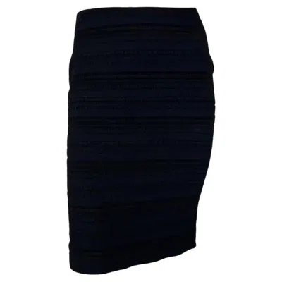 Pre-owned Dolce & Gabbana Late 1990s  Black Textured Knit Woven Bodycon Pencil Skirt 40it