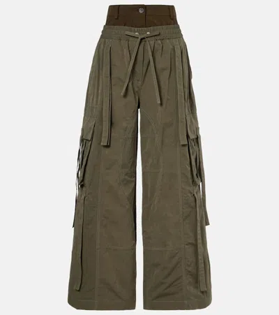 Dolce & Gabbana Green Cargo Pants With Elasticated Double Waist In Cotton Blend Woman