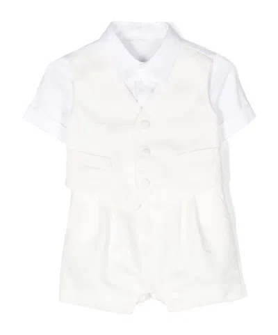 Dolce & Gabbana Layered Cotton Romper In Neutral