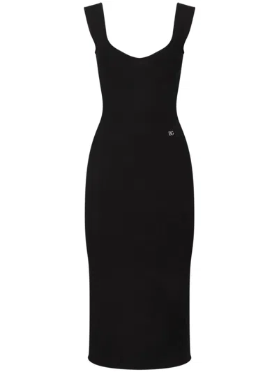DOLCE & GABBANA LAYERED-NECK MIDI DRESS