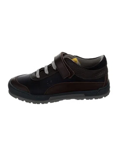 Pre-owned Dolce & Gabbana Kids' Leather Accent Shoes In Blue/brown