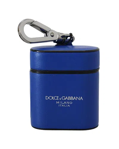 Dolce & Gabbana Leather Airpods Case In Blue