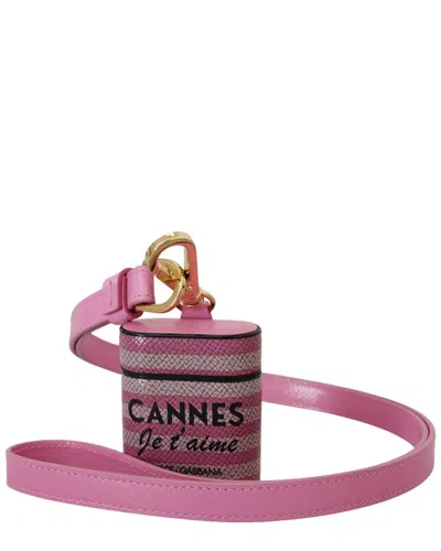 Dolce & Gabbana Leather Airpods Case In Pink