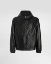 Dolce & Gabbana Leather Double-face Bomber Jacket With Drawstring In Black