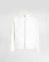 Dolce & Gabbana Leather And Fabric Jacket With Reversible Hood In White