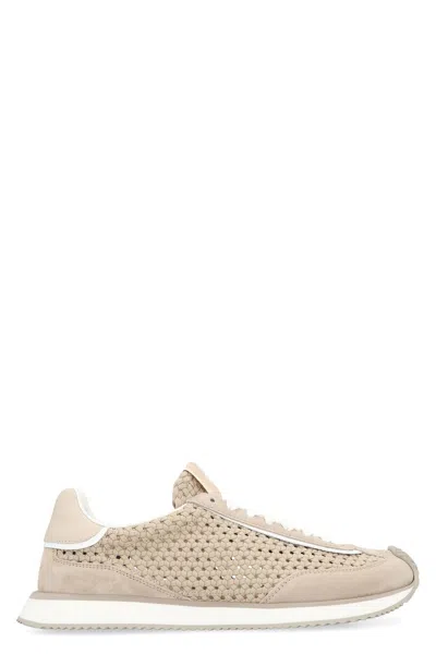 DOLCE & GABBANA DOLCE & GABBANA LEATHER AND FABRIC LOW-TOP SNEAKERS