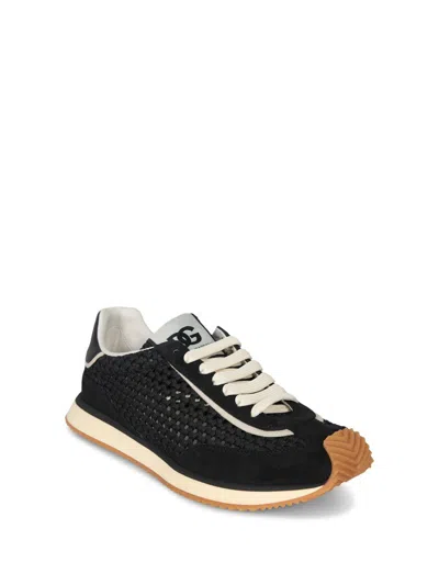 DOLCE & GABBANA DOLCE & GABBANA LEATHER AND FABRIC LOW-TOP SNEAKERS