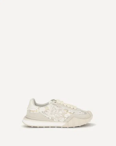 Dolce & Gabbana Beige Calf Leather Bos Taurus Sneakers In Multi