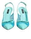 Dolce & Gabbana Leather And Mesh Pointed-toe Slingback Heel In Blue